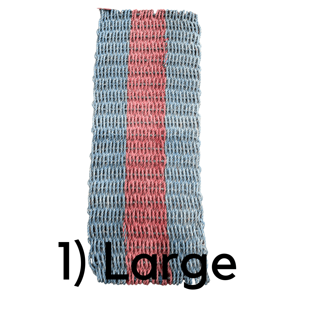 Why Knot Mat 1) Large Blue / Pink / Blue Mat - Recycled Rope