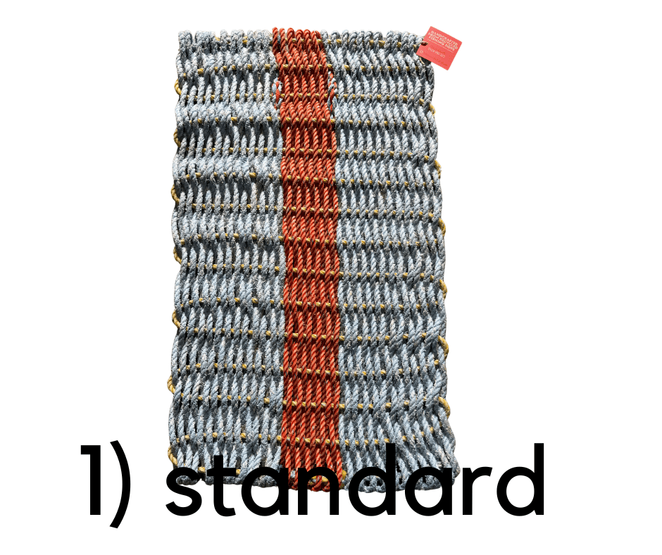 Why Knot Mat 1) Standard Blue / Orange / Blue Mat - Recycled Rope