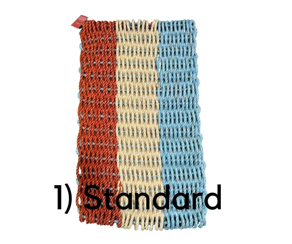 Why Knot Mat 1) Standard Orange / Yellow / Blue Mat - Recycled Rope
