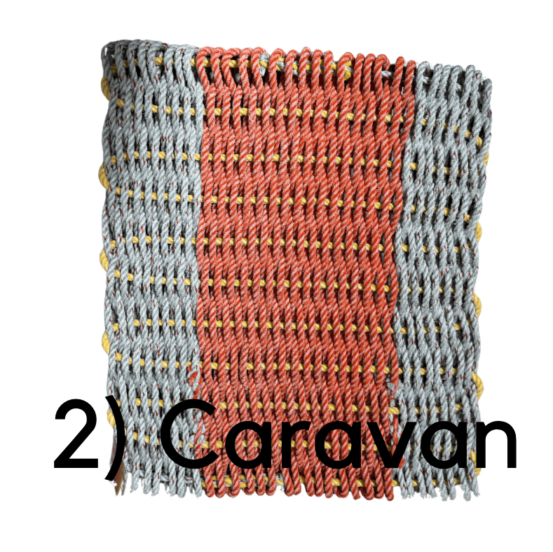 Why Knot Mat 2) Caravan Silver / Orange /Silver Mat - Recycled Rope