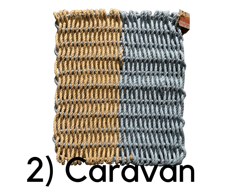 Why Knot Mat 2) Caravan Yellow / Blue Mat - Recycled Rope