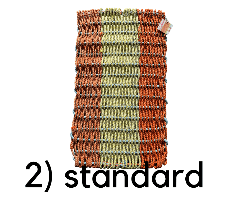 Why Knot Mat 2) Standard Orange / Yellow / Orange Mat - Recycled Rope
