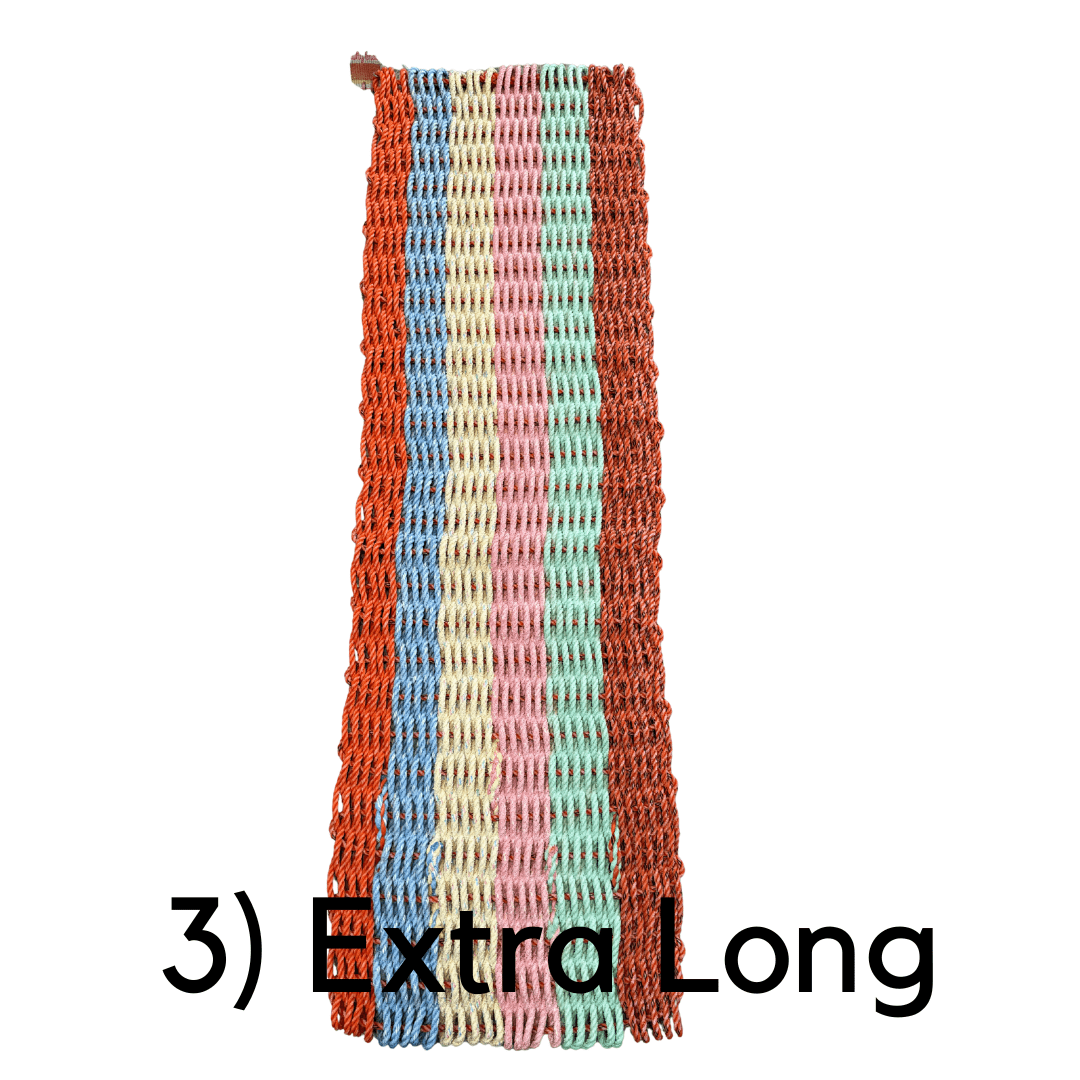 Why Knot Mat 3) Extra Long Orange & Black fleck / Green / Pink / Yellow / Blue / Orange Mat - Recycled Rope