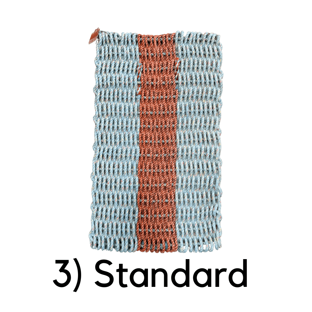 Why Knot Mat 3) Standard - Blue  / Orange & Black fleck / Blue Mat - Recycled Rope