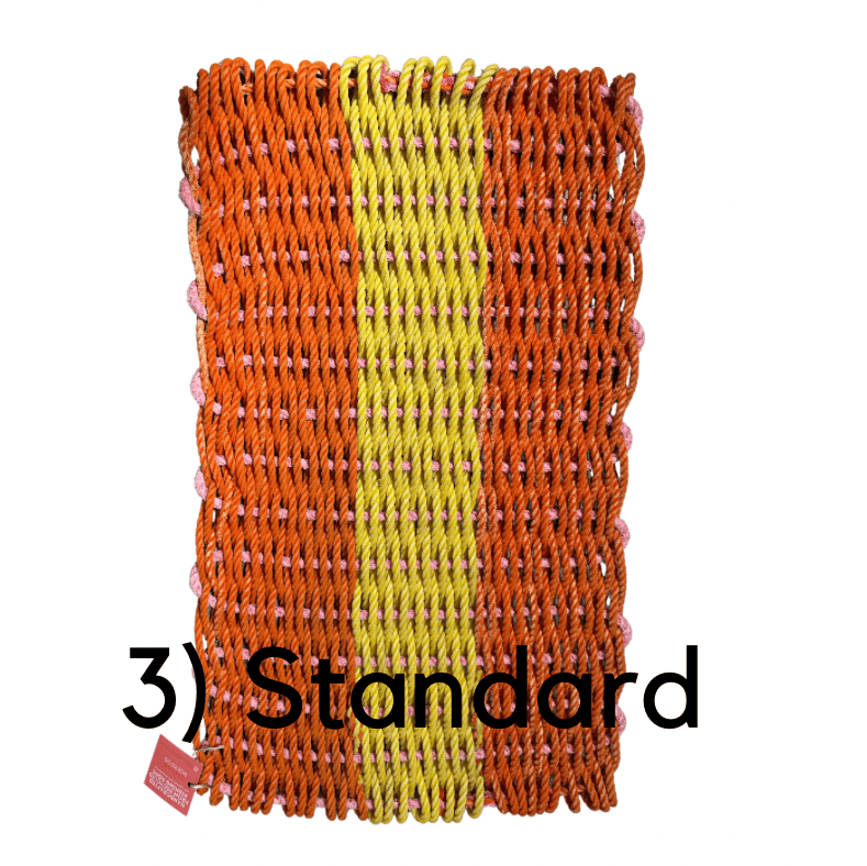 Why Knot Mat 3) Standard - Orange / Yellow / Orange Mat - Recycled Rope