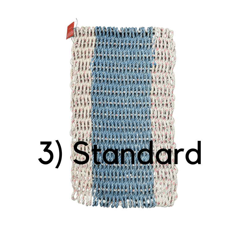 Why Knot Mat 3) Standard - White / Blue / White Mat - Recycled Rope