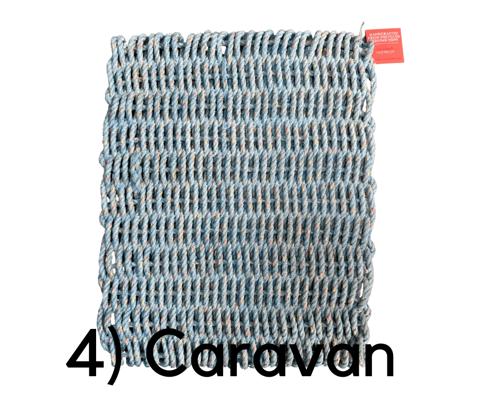 Why Knot Mat 4) Caravan - Blue Mat - Recycled Rope