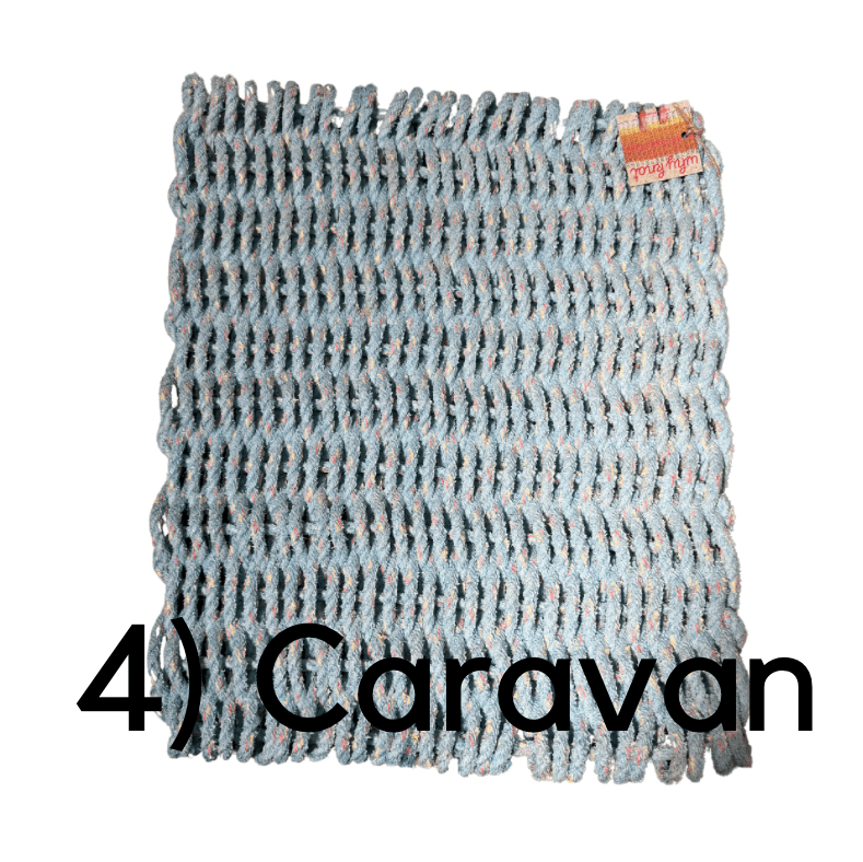 Why Knot Mat 4) Caravan Blue / Orange / Blue Mat - Recycled Rope