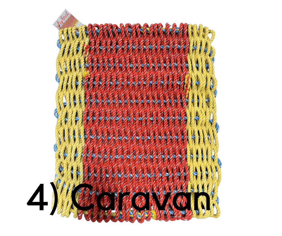 Why Knot Mat 4) Caravan Yellow / Orange / Yellow Mat - Recycled Rope