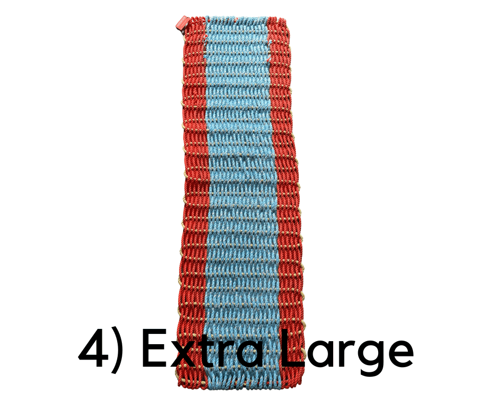 Why Knot Mat 4) Extra Large Orange / Blue / Orange Mat - Recycled Rope
