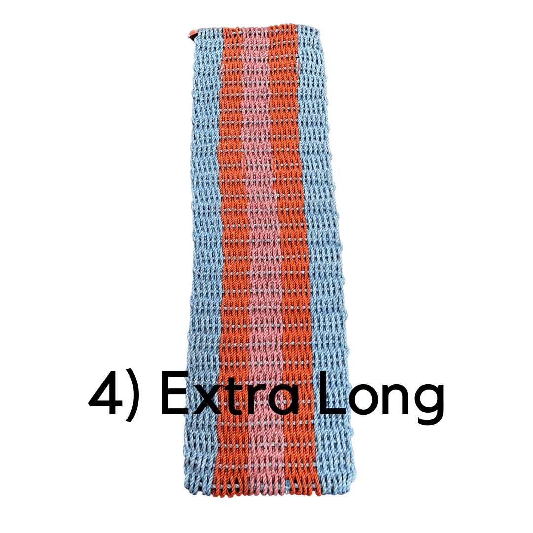 Why Knot Mat 4) Extra Long Blue/Orange /Pink / Orange / Blue Mat - Recycled Rope