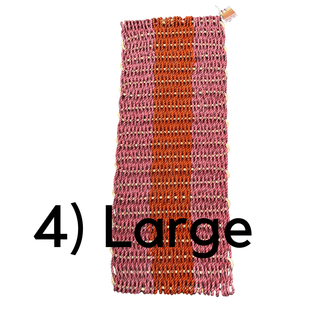 Why Knot Mat 4) Large Pink / Orange / Pink Mat - Recycled Rope