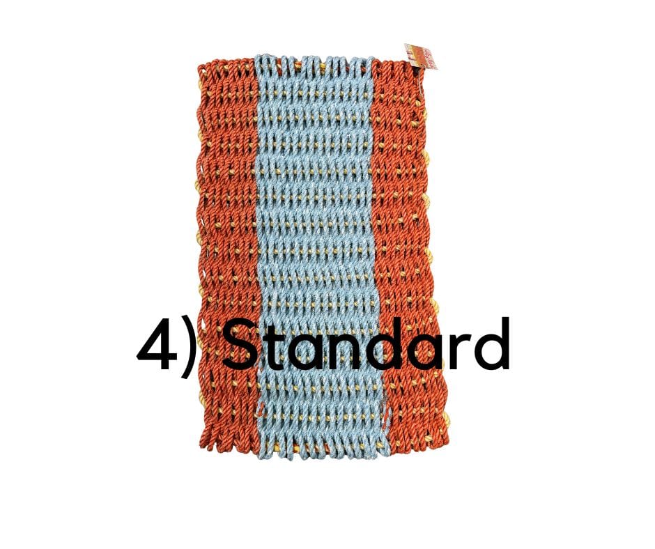 Why Knot Mat 4) Standard - Orange / Blue /Orange Mat - Recycled Rope