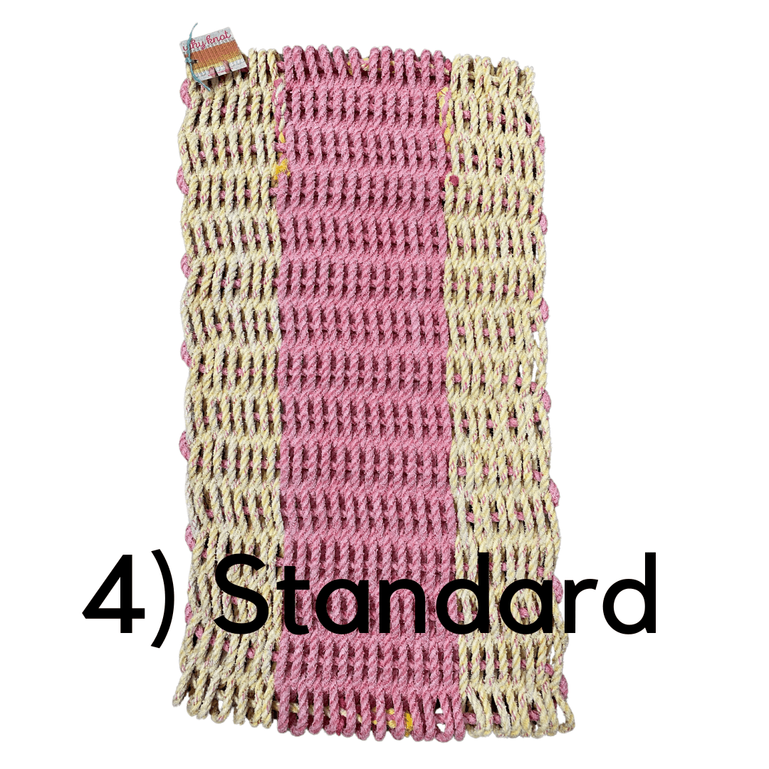 Why Knot Mat 4) Standard - Yellow / Pink / yellow Mat - Recycled Rope