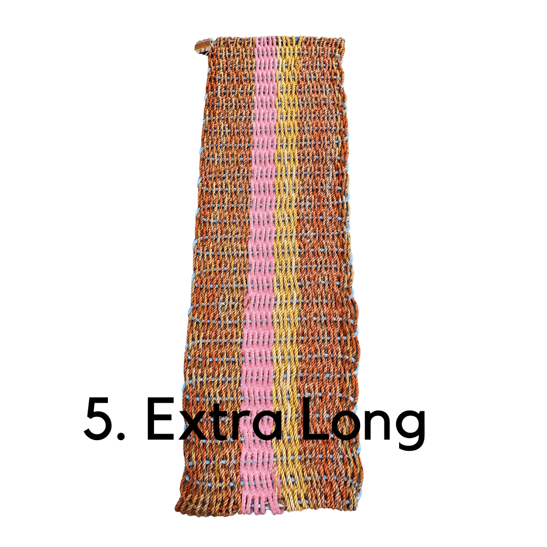 Why Knot Mat 5) Extra Long Orange & Black fleck / Pink / yellow/ Orange & Black fleck Mat - Recycled Rope