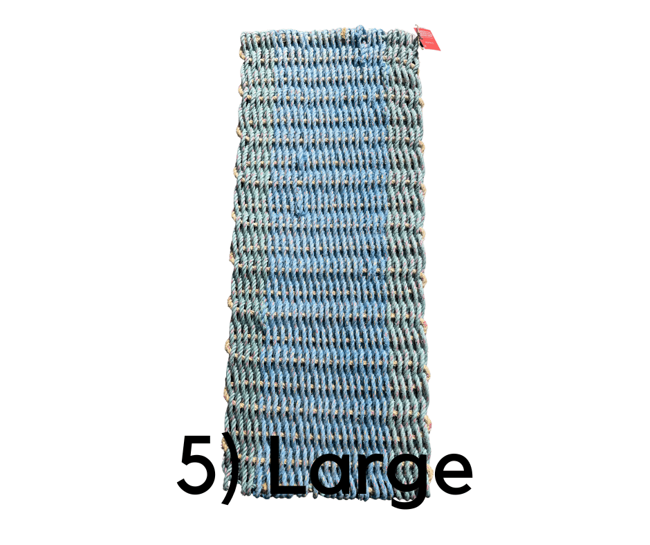 Why Knot Mat 5) Large - Green / Blue / Green Mat - Recycled Rope