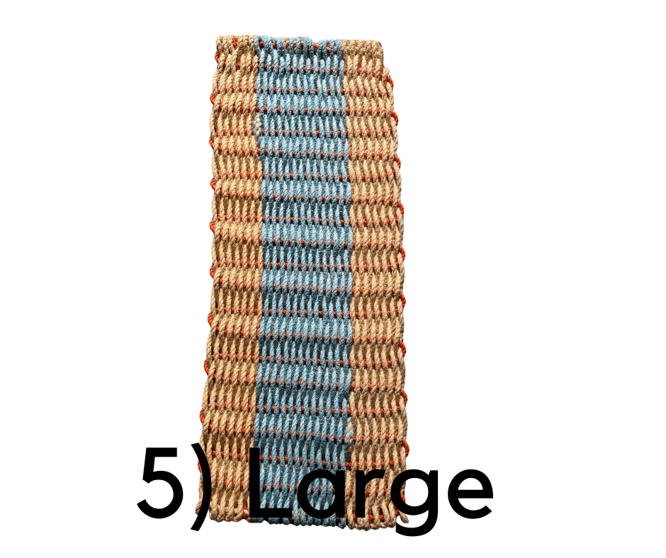 Why Knot Mat 5) Large Yellow / Blue / Yellow Mat - Recycled Rope