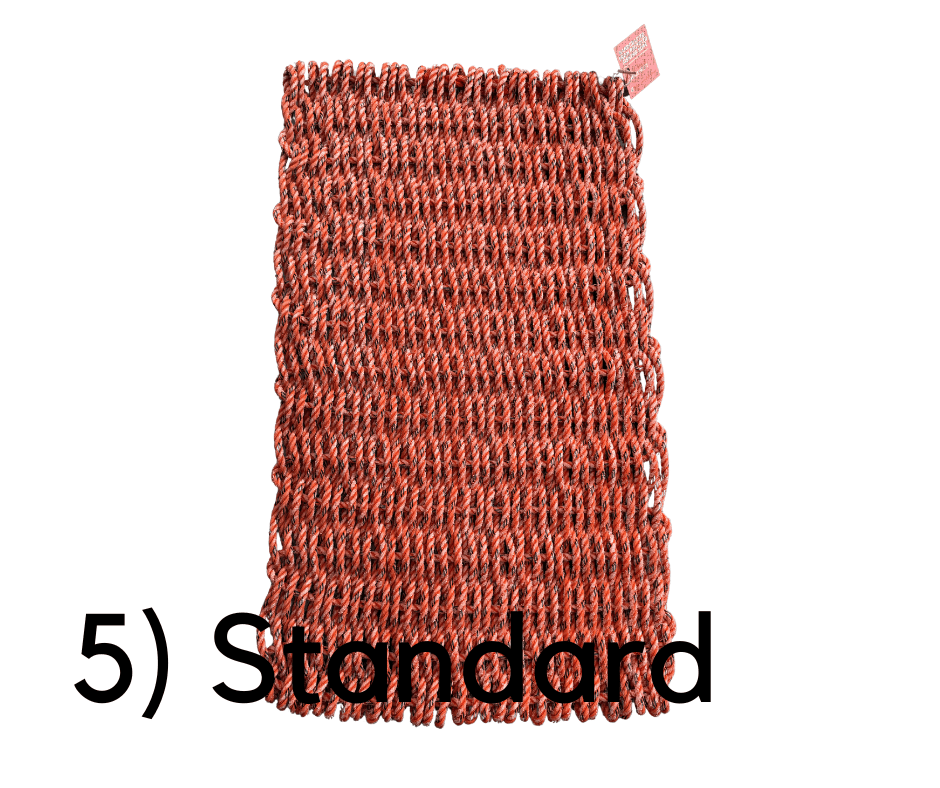 Why Knot Mat 5). Standard Orange Mat - Recycled Rope