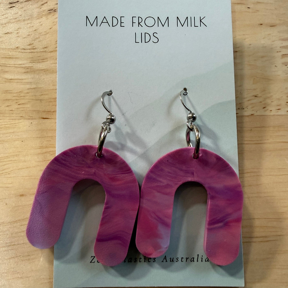 Zero.plastics.australia Earrings Arch -Pink Earrings - Recycled Milk Lids