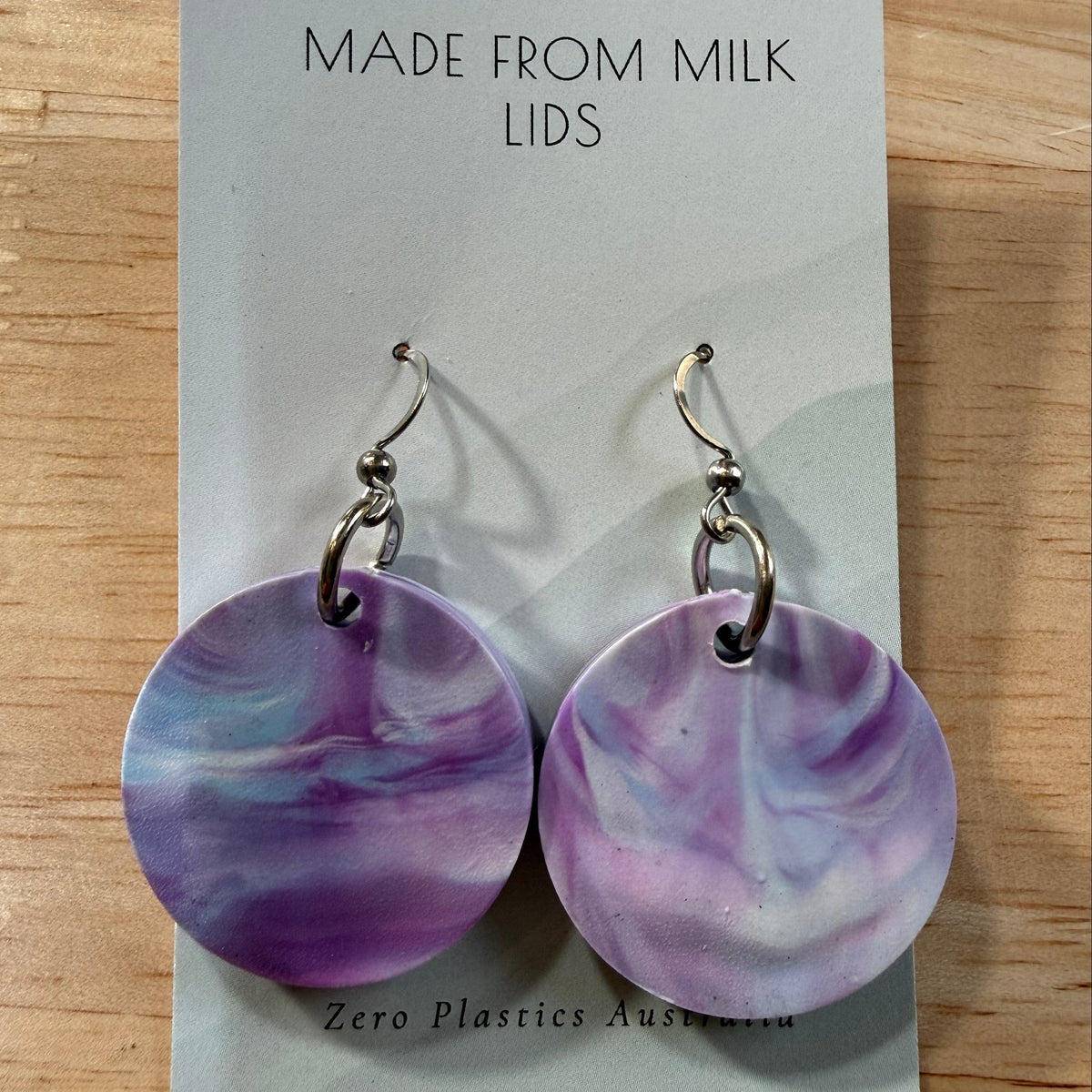 Zero.plastics.australia Earrings Circle - Purple Earrings - Recycled Milk Lids