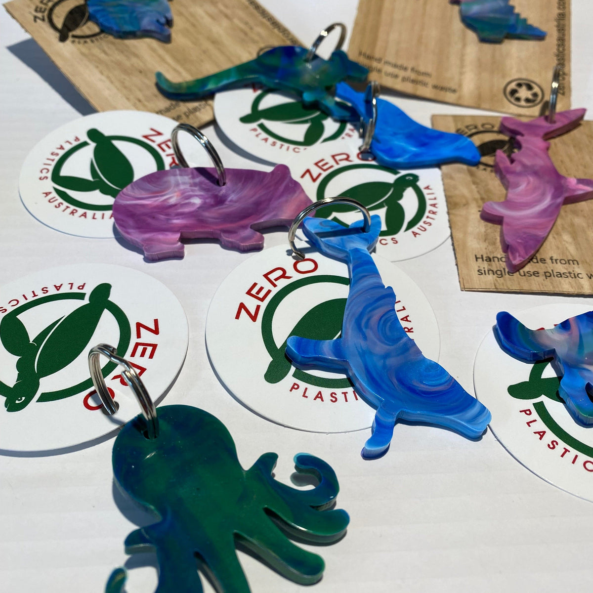 Zero.plastics.australia keyring Keyrings - Recycled bottle lids - Zero.plastic.Australia