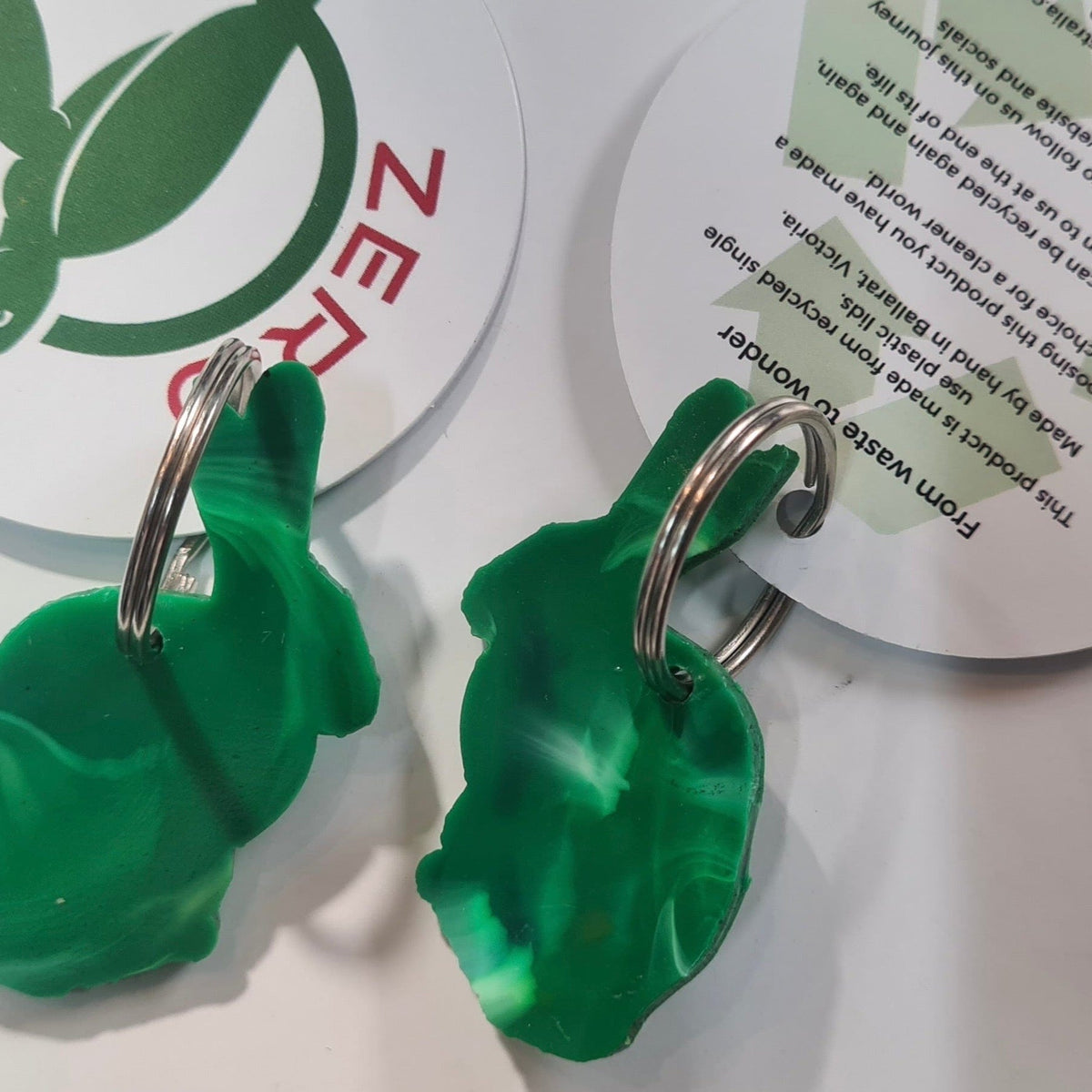 Zero.plastics.australia keyring Rabbit Keyrings - Recycled bottle lids - Zero.plastic.Australia