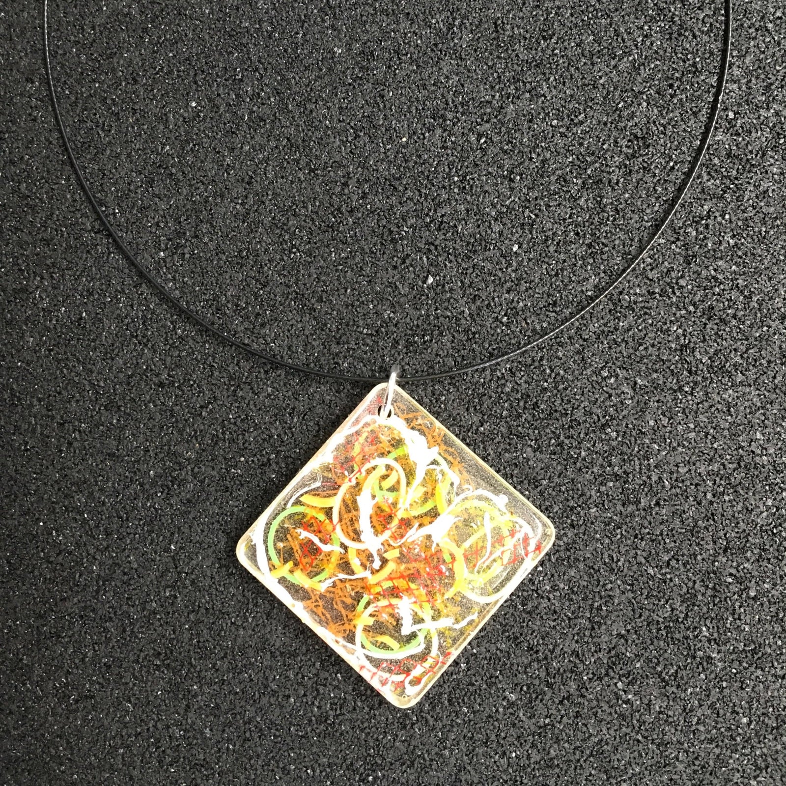 Jo Jo Spook Necklace Square / green orange Necklace - Plastic in Resin
