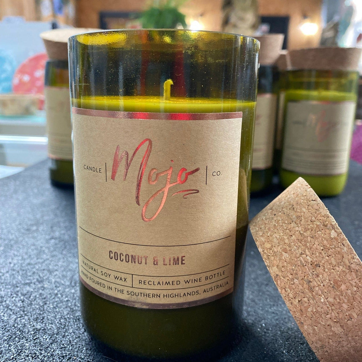 Mojo Candles Candle Coconut & Lime Candle - Wine Bottle