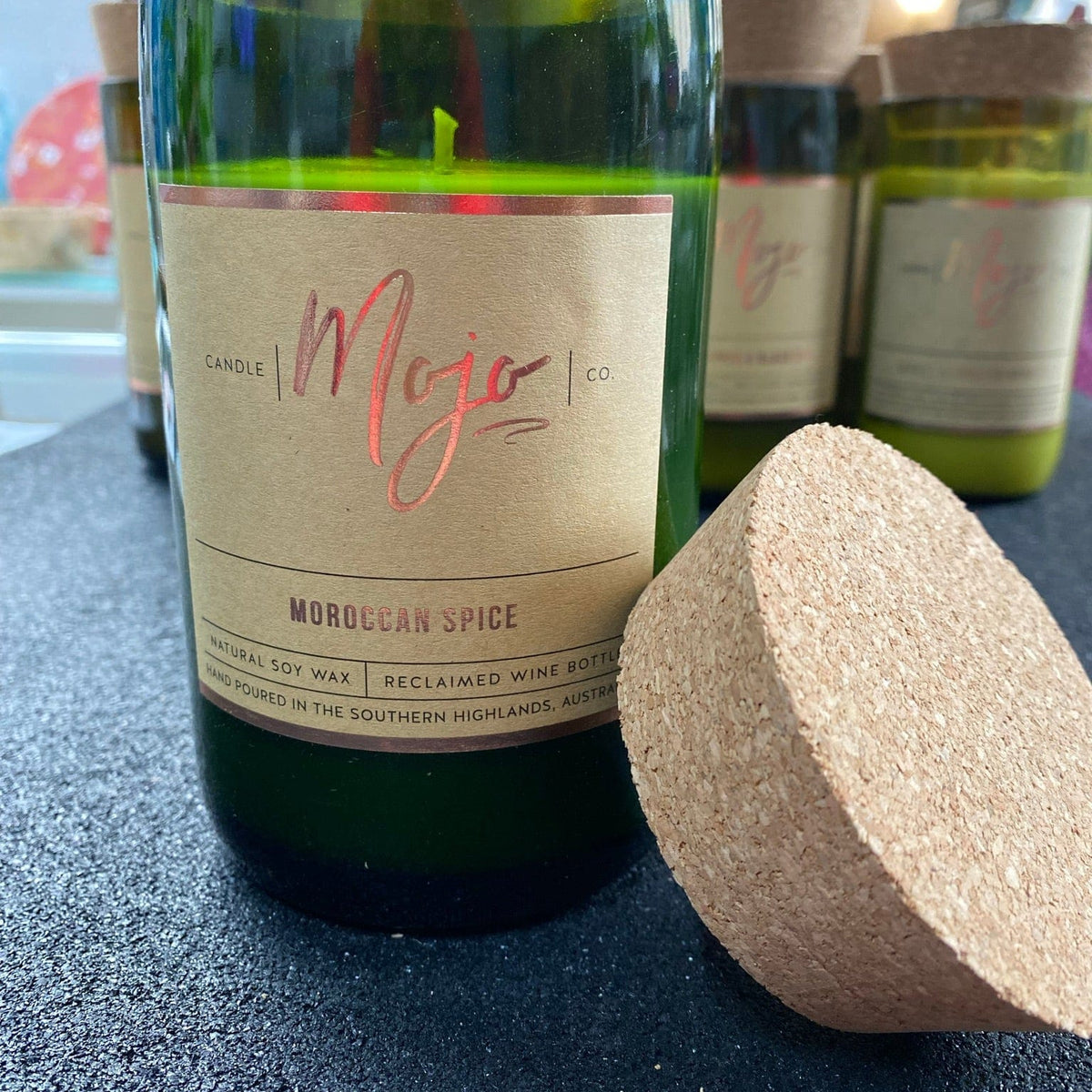 Mojo Candles Candle Moroccan Spice Candle - Wine Bottle