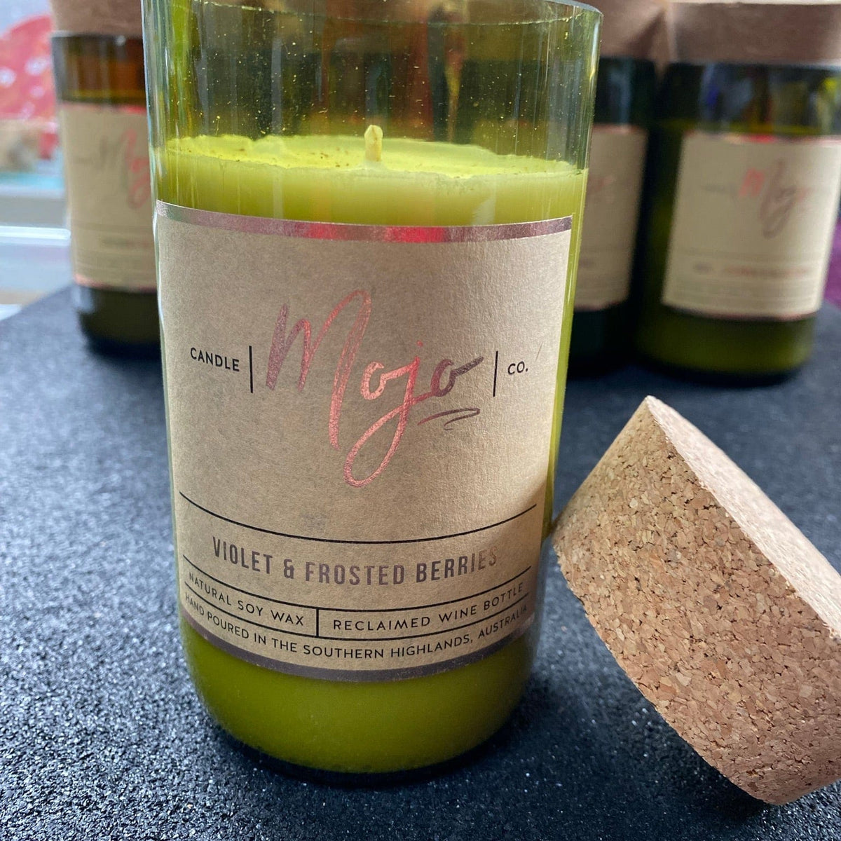 Mojo Candles Candle Violet & Frosted Berries Candle - Wine Bottle