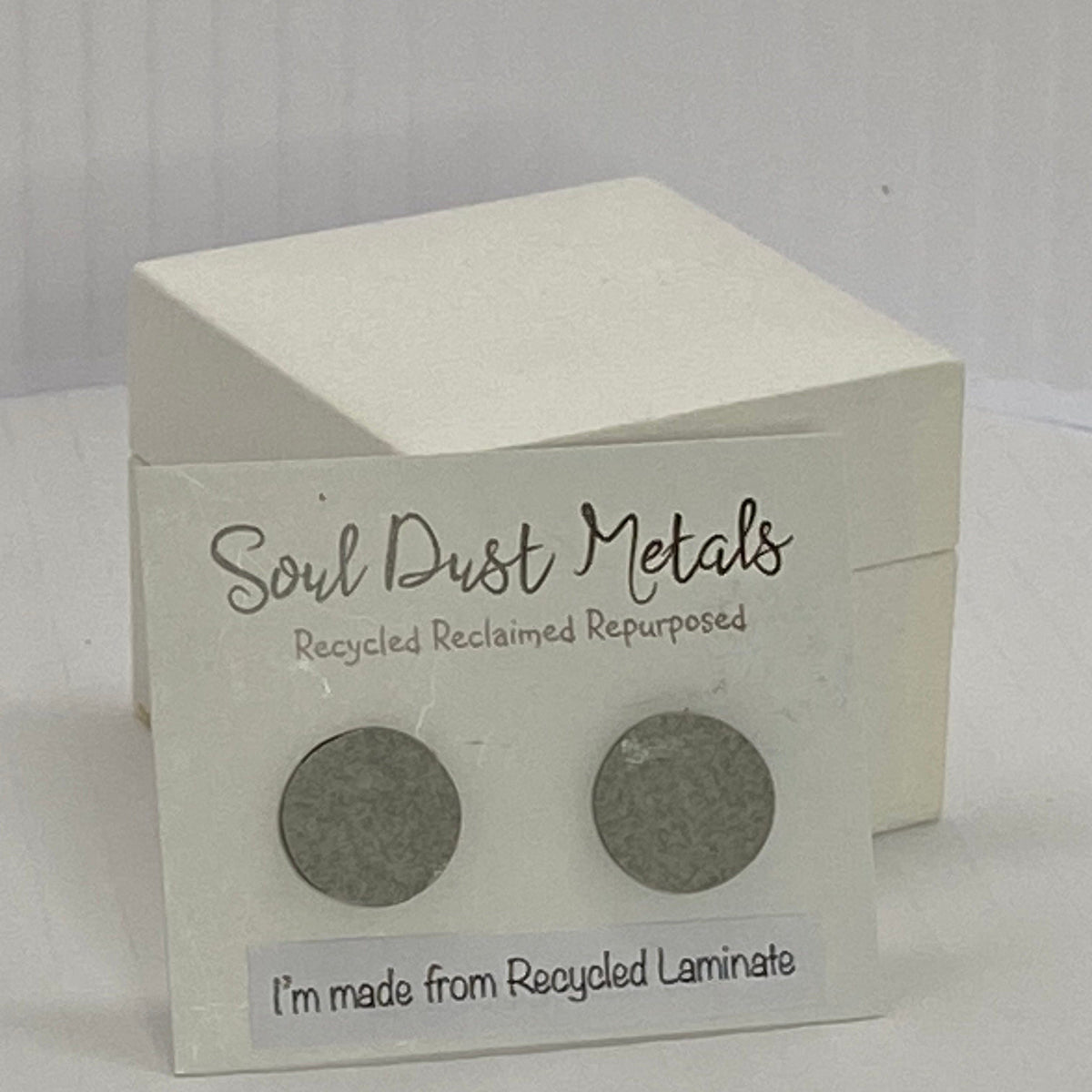 SoulDustMetals Earrings 11) Stud Grey fleck Earrings - Laminate samples  - SoulDustMetal