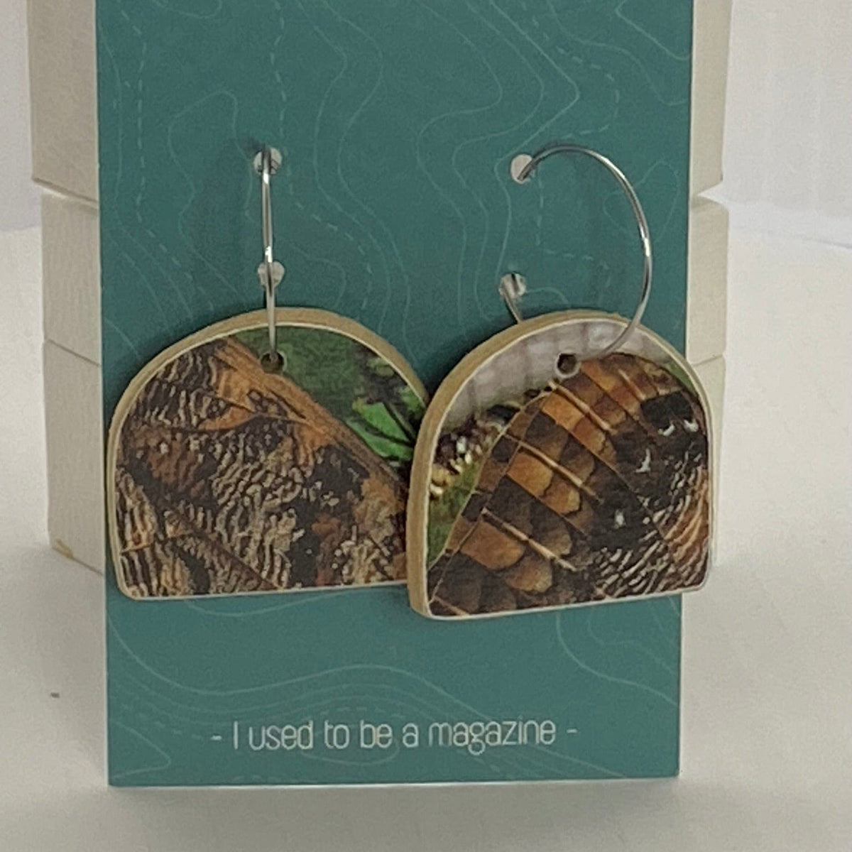 SoulDustMetals Earrings 2) Arch Earrings Hoops Arch - recycled Magazines &amp; Wood - SoulDustMetal