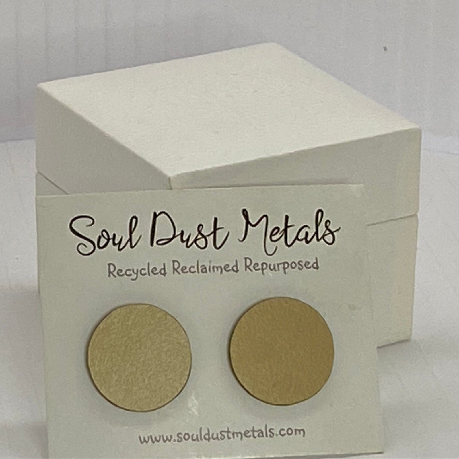 SoulDustMetals Earrings 2) Stud Tan Earrings - Laminate samples  - SoulDustMetal